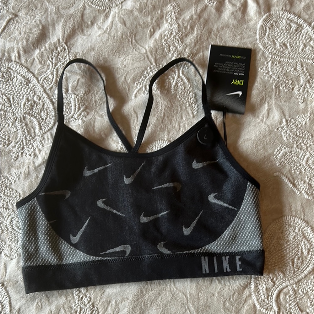 Girls size large Nike Black and Gray Sports Bra w/Dry fit technology